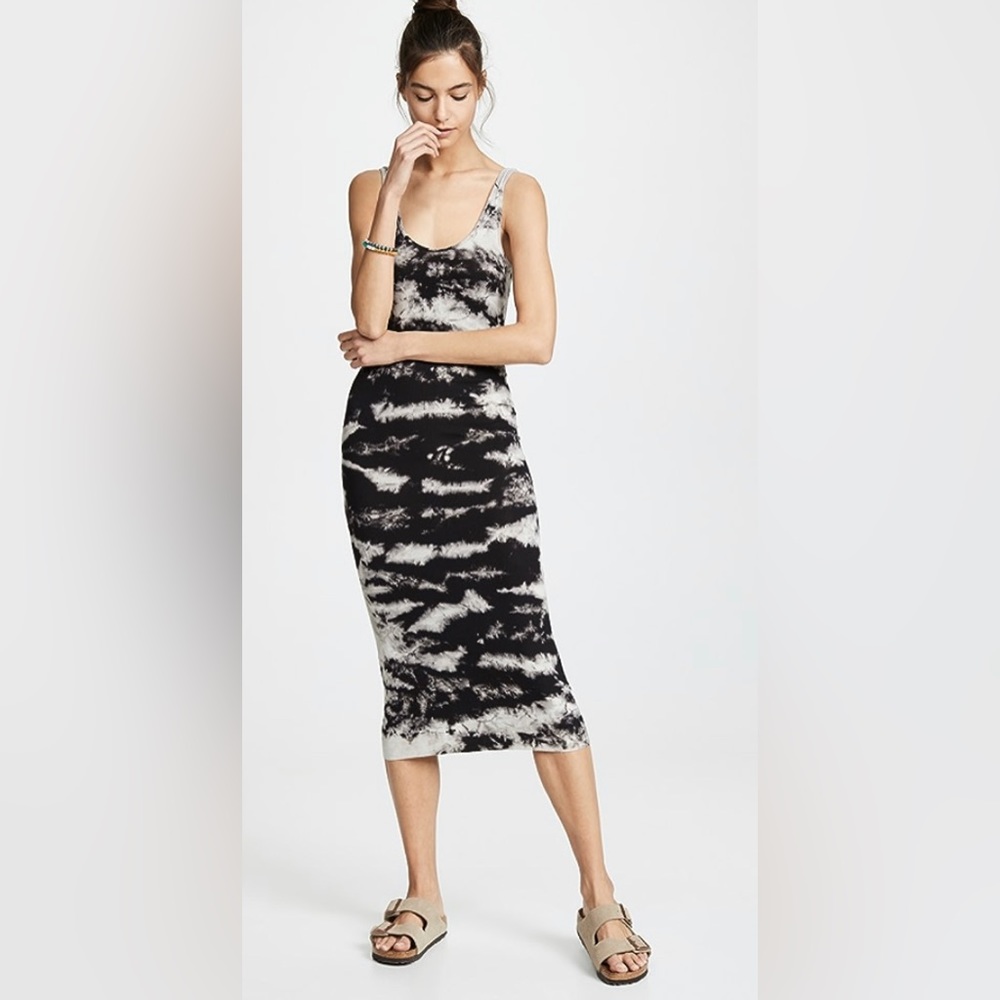 ENZA COSTA costa midi tie dye ribbed dress super stretchy and comfortable